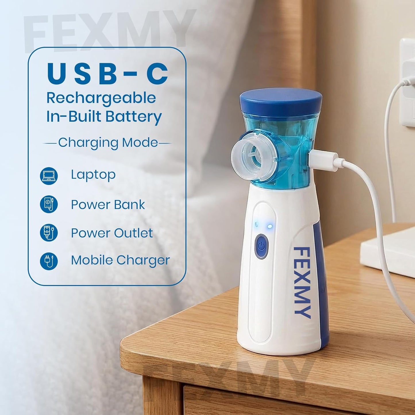 Portable Mesh Nebulizer, Silent and Compact Nebulizer Machine for Adult and Kids