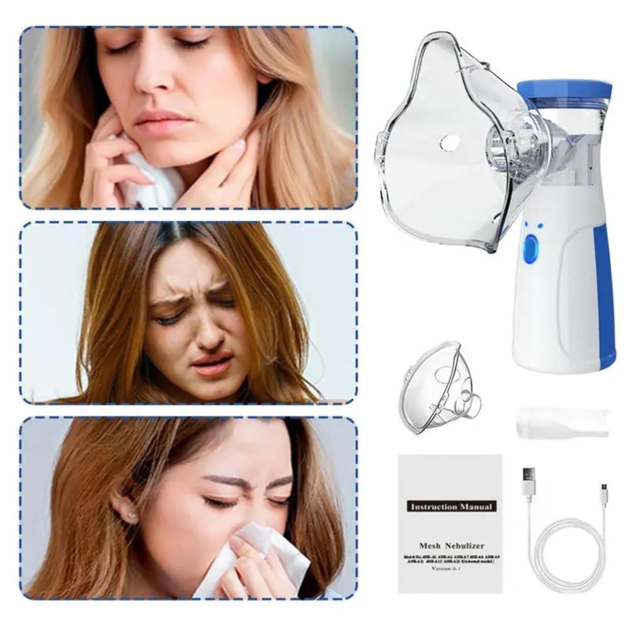 Portable Mesh Nebulizer, Silent and Compact Nebulizer Machine for Adult and Kids